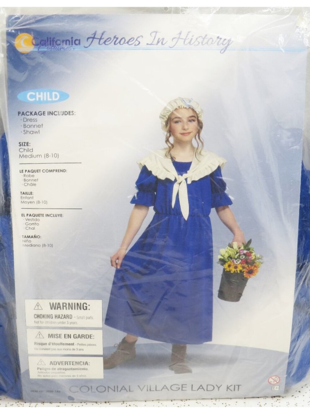 California Costumes Heroes In History Colonial Village Lady Child Medium 8-10